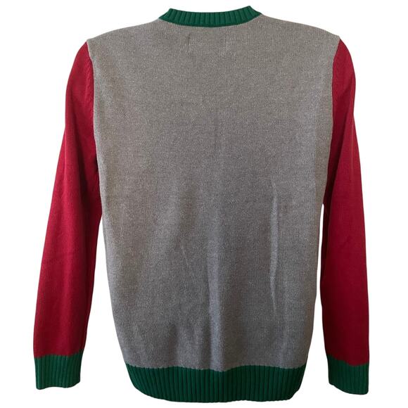 Ugly Christmas Invisible Man Mens Size M Holyday Christmas Grey Red Sweater - Picture 2 of 8